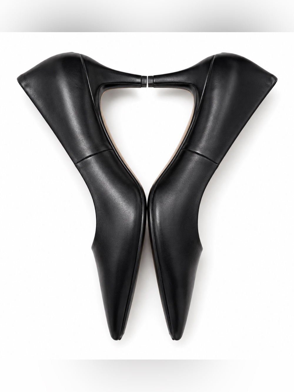 KELLY & KATIE KK-Misha Black Nappa PU Leather Pointed-Toe Stiletto Heels Pumps - Picture 4 of 14